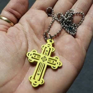 Wood cross pendant & necklace
